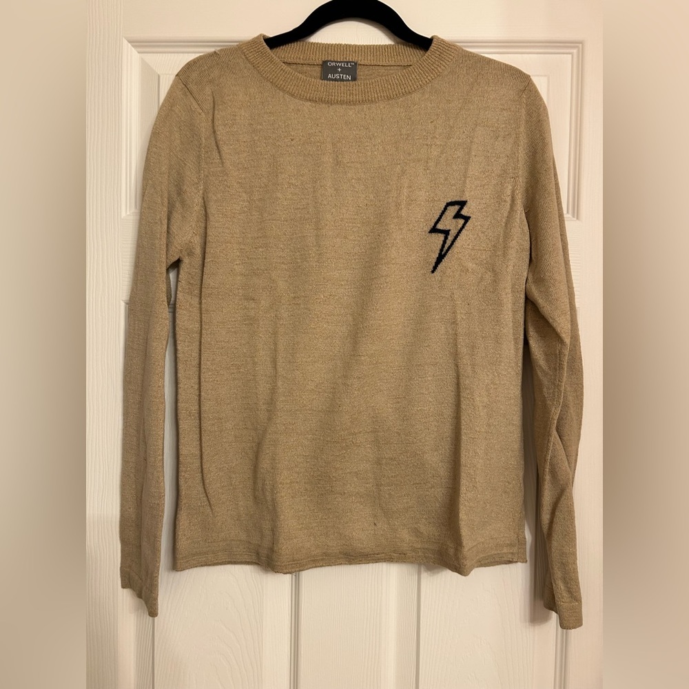 Orwell & Austin Cashmere-Wool Gold Lightning Bolt Sweater